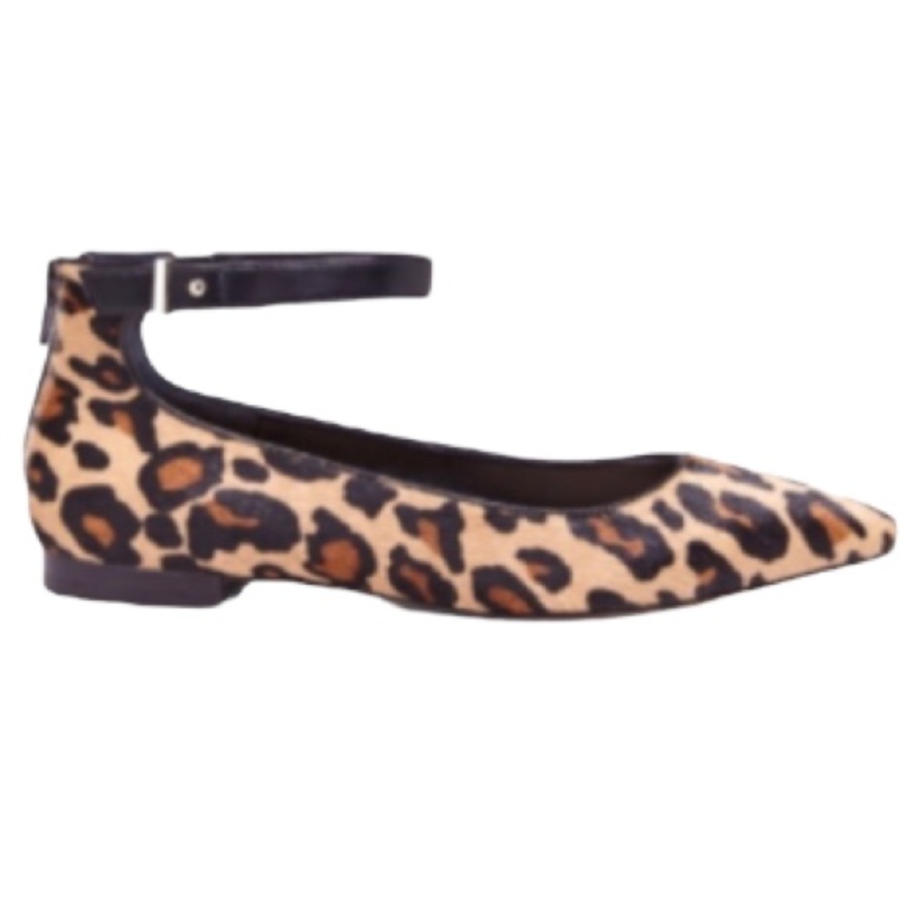 Sole Society Leopard Print SO-KAILISTA Ankle Strap Pointy Toe Flats
